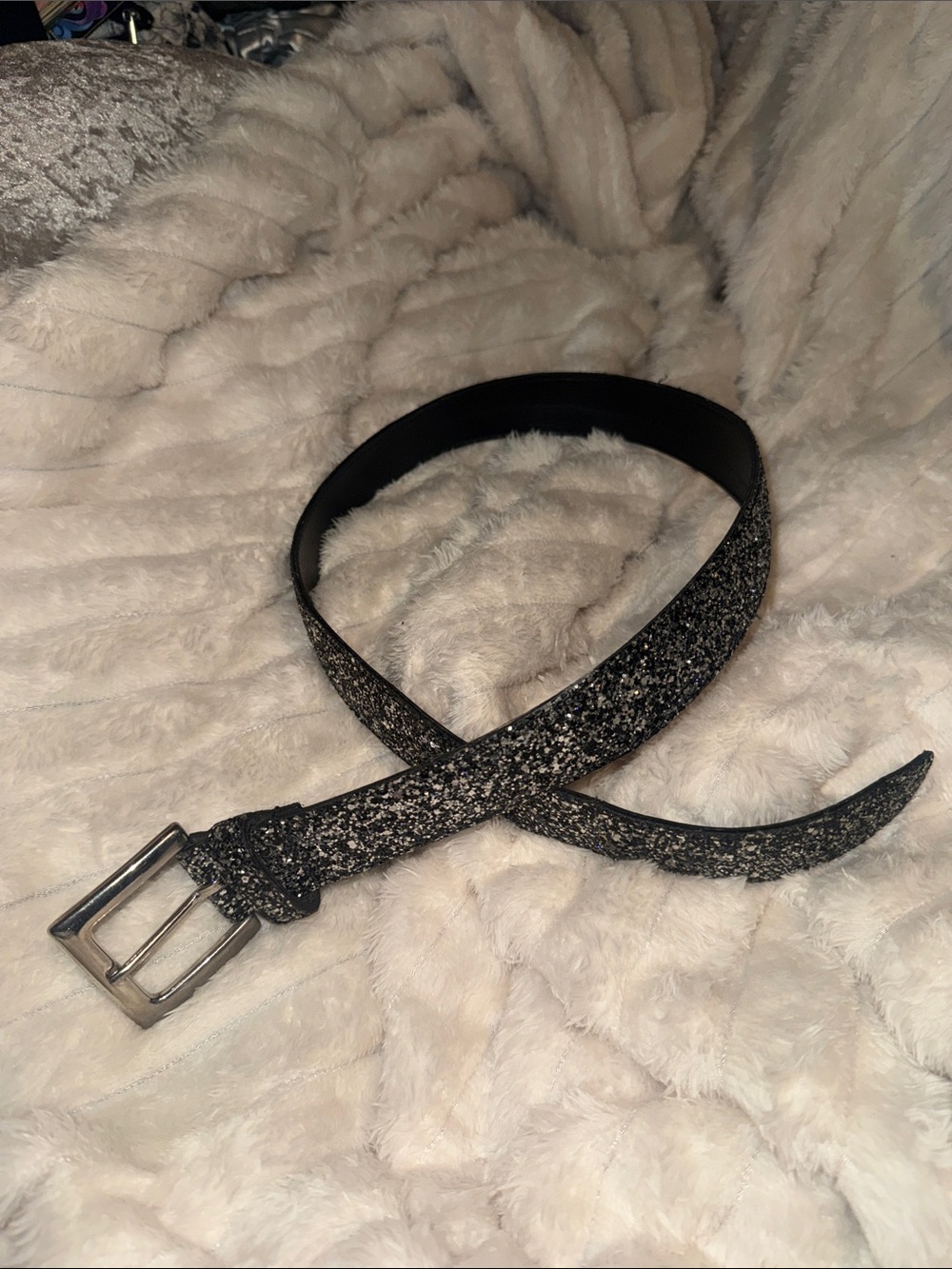 Absolutely Fresh Brand Glitter Belt - Black Silver Sparkle!!!